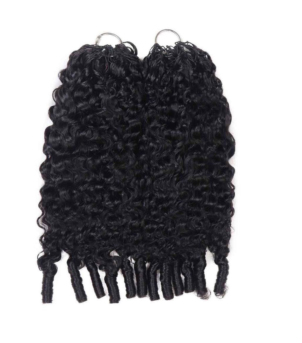 2 packs of BERMUSE curly crochet hair - Natural Black Machine Made Feather Crochet Human Hair Extension.
