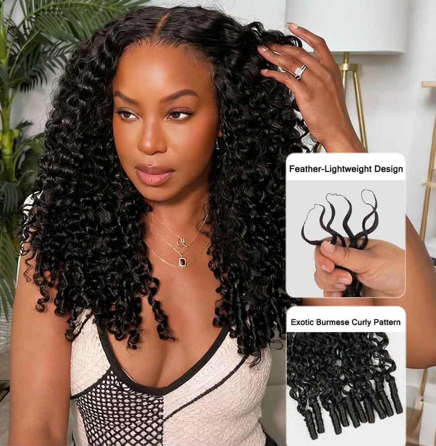 2 packs of BERMUSE curly crochet hair - Natural Black Machine Made Feather Crochet Human Hair Extension.
