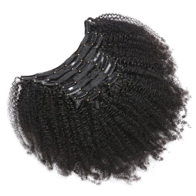 Raw Afro Curly Clip-Ins (100% human hair).